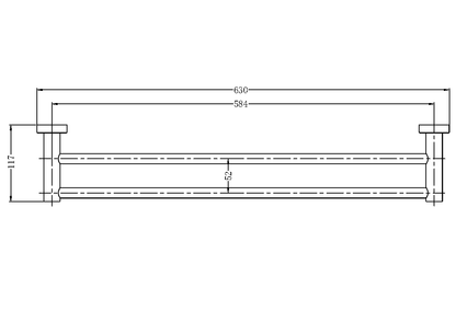 Nero Mecca Double Towel Rail 600mm  / NR1924dCH