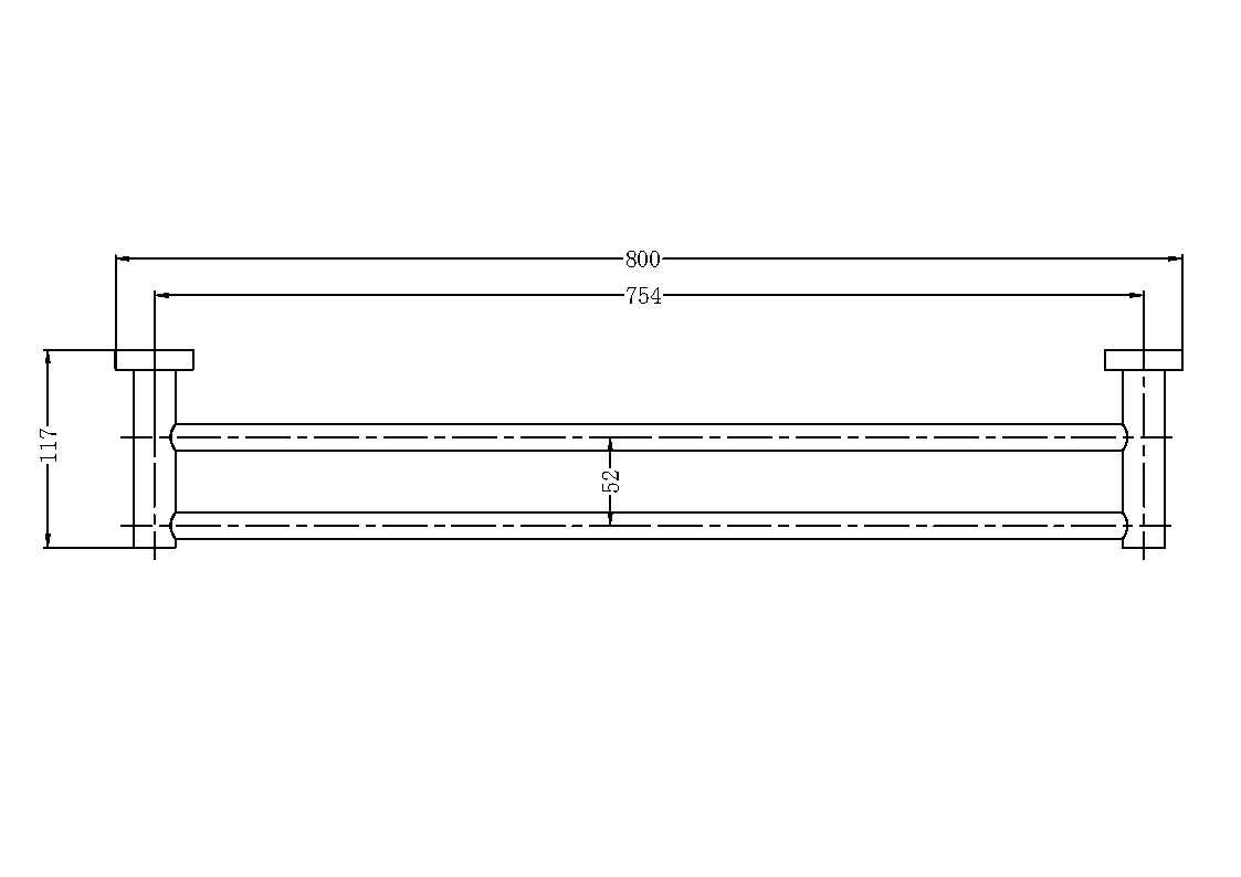 Nero Mecca Double Towel Rail 800mm  / NR1930dCH