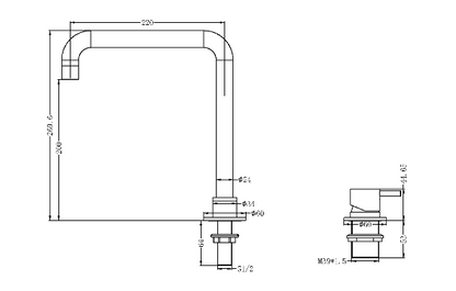 Nero Mecca Hob Basin Mixer with Square Swivel Spout