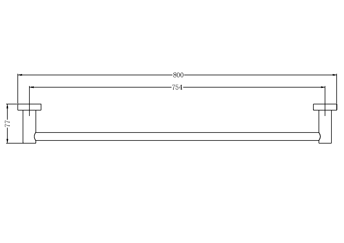 Nero Mecca Single Towel Rail 800mm Brushed  / NR1930BG
