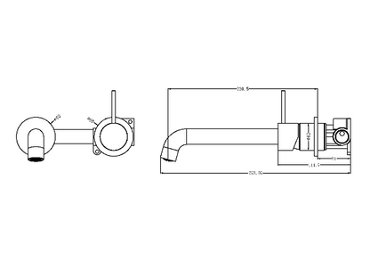 Nero Mecca Up Wall Mixer Set Basin/Bath Separate Backplates 185mm