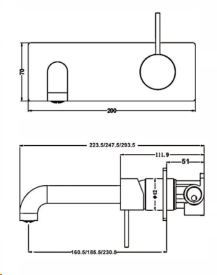 Nero Mecca Up Wall Mixer Set Basin/Bath