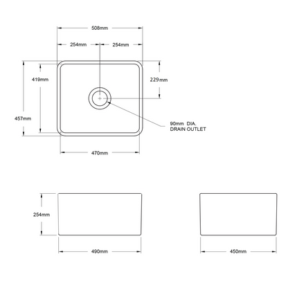 Turner Hastings Novi 50 x 46 Fireclay Butler Sink Includes Overflow