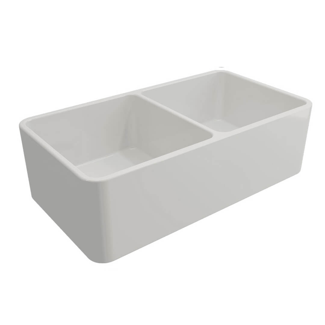 Turner Hastings Novi 85 x 46 Fireclay Double Bowl Butler Sink Includes Overflow