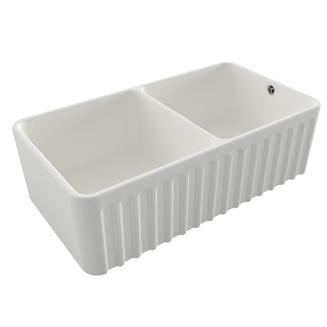 Turner Hastings Novi 85 x 46 Fireclay Double Bowl Butler Sink Includes Overflow