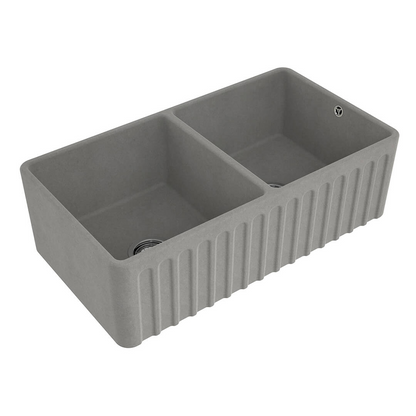 Turner Hastings Novi 85 x 46 Fireclay Double Bowl Butler Sink Includes Overflow