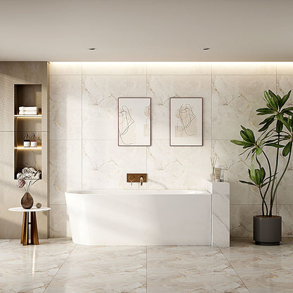 Nova Ultra-Thin Corner Bathtub - Gloss White - 1400mm / Right