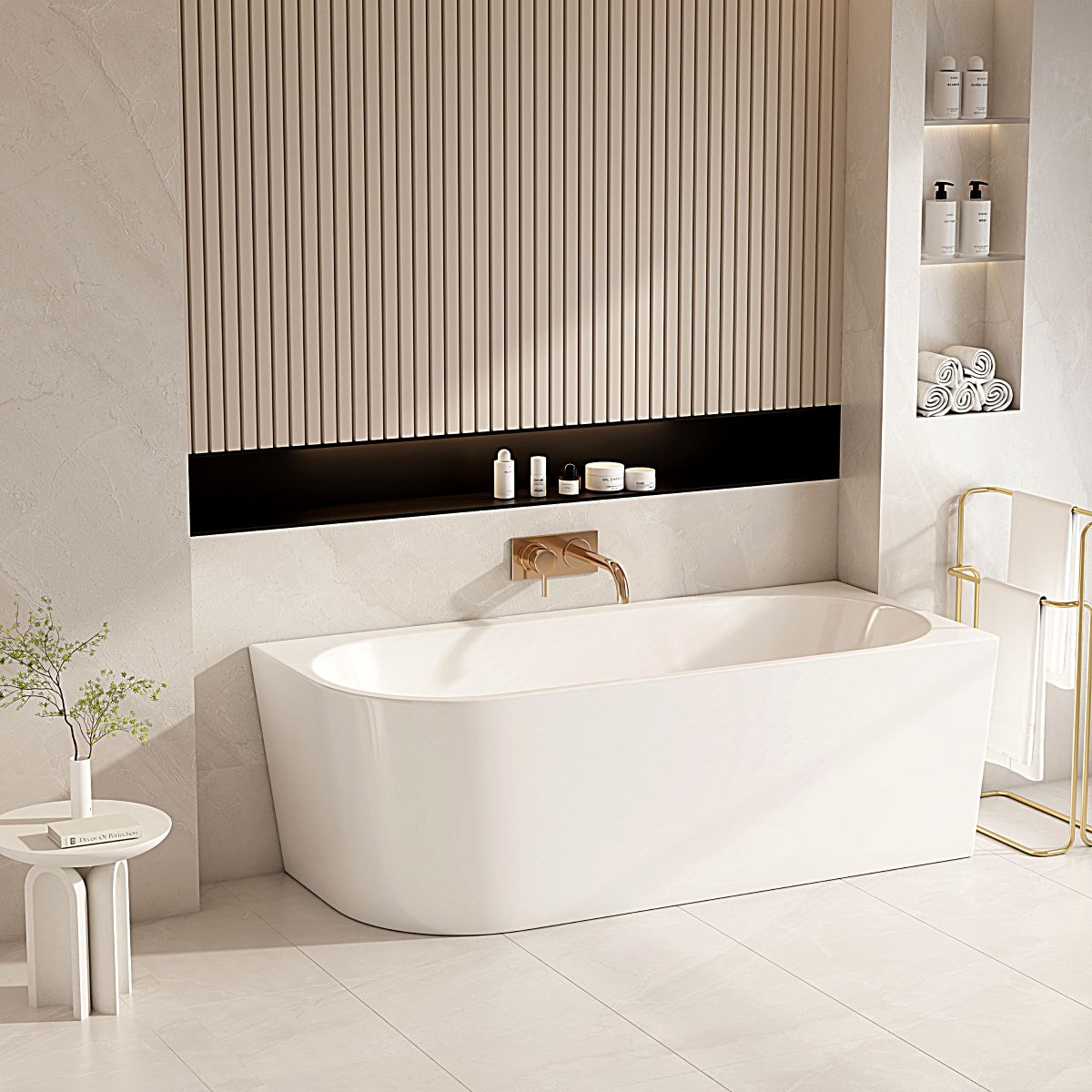 Nova Ultra-Thin Corner Bathtub - Gloss White - 1500mm / Right