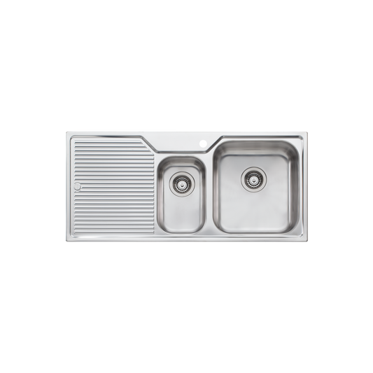 Oliveri Nu-Petite 1 And 1/2 Bowl Topmount Sink With Left Drainboard Stainless Steel