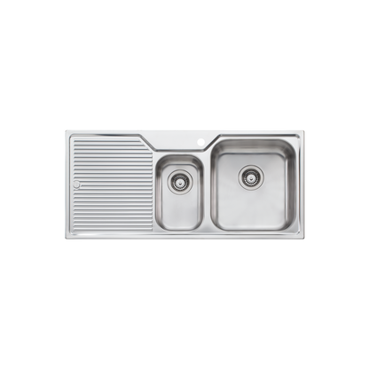 Oliveri Nu-Petite 1 And 1/2 Bowl Topmount Sink With Left Drainboard Stainless Steel