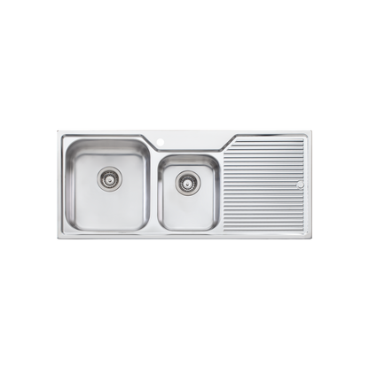 Oliveri Nu-Petite 1 And 3/4 Bowl Topmount Sink With Right Drainboard Stainless Steel