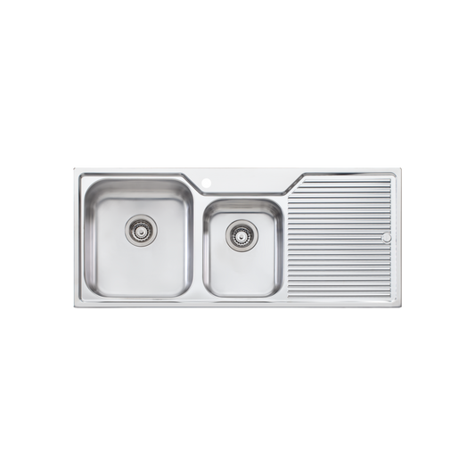 Oliveri Nu-Petite 1 And 3/4 Bowl Topmount Sink With Right Drainboard Stainless Steel