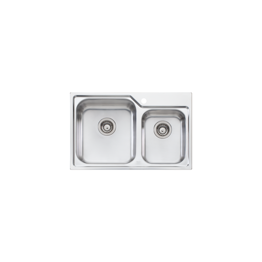 Oliveri Nu-Petite 1 And 3/4 Bowl Topmount Sink Left Stainless Steel