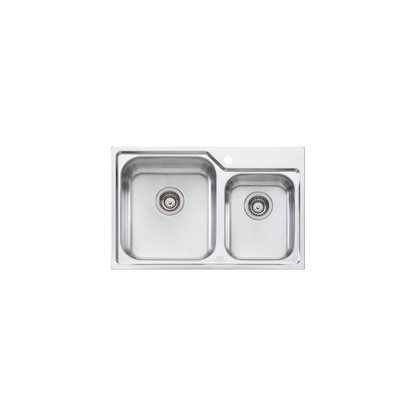 Oliveri Nu-Petite 1 And 3/4 Bowl Topmount Sink Left Stainless Steel