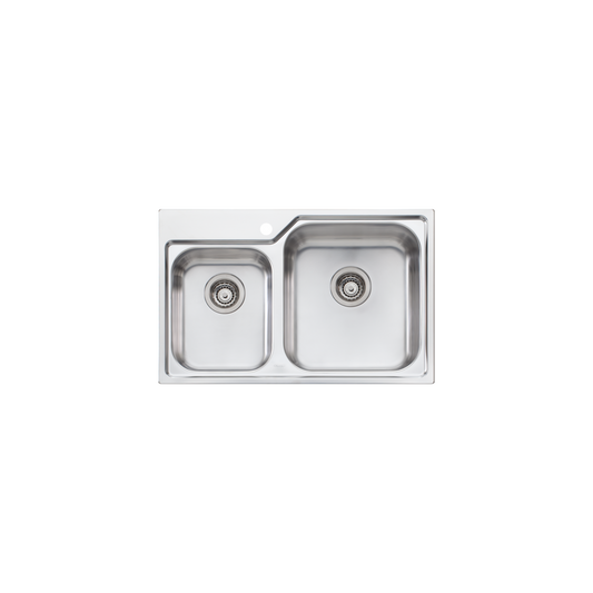 Oliveri Nu-Petite 1 And 3/4 Bowl Topmount Sink Right Stainless Steel