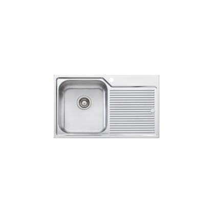 Oliveri Nu-Petite Single Bowl Topmount Sink With Right Drainboard Stainless Steel