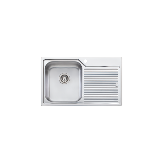 Oliveri Nu-Petite Single Bowl Topmount Sink With Right Drainboard Stainless Steel