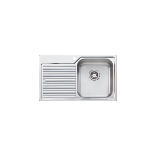 Oliveri Nu-Petite Single Bowl Topmount Sink With Left Drainboard Stainless Steel