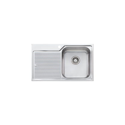 Oliveri Nu-Petite Single Bowl Topmount Sink With Left Drainboard Stainless Steel
