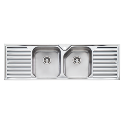 Oliveri Nu-Petite Double Bowl Topmount Sink With Double Drainer Stainless Steel