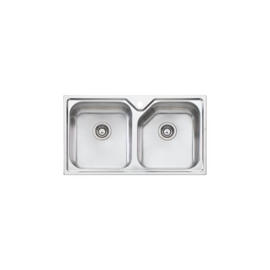 Oliveri Nu-Petite Double Bowl Topmount Sink Stainless Steel