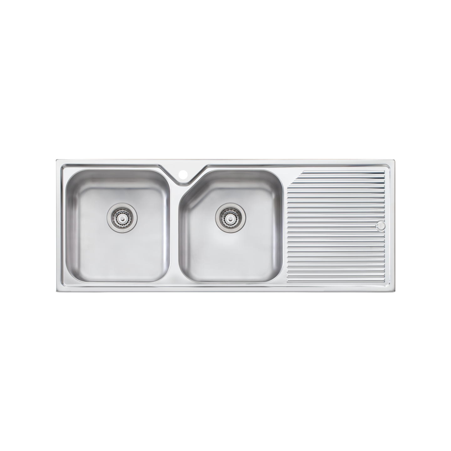 Oliveri Nu-Petite Double Bowl Topmount Sink With Right Drainboard Stainless Steel