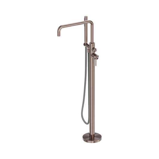 Zen SS316L Freestanding Bath Mixer With Outdoor Shower Hose Brushed Bronze