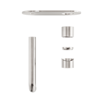 Zen SS316L Wall Basin/Bath Mixer 185mm Spout Trim Kits Only Brushed Nickel