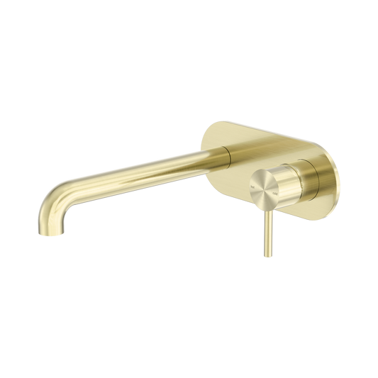 Zen SS316L Wall Basin/Bath Mixer 230mm Spout Brushed