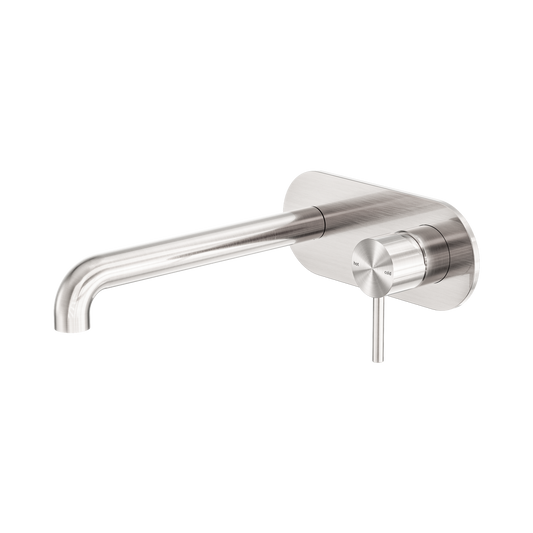Zen SS316L Wall Basin/Bath Mixer 230mm Spout Brushed Nickel