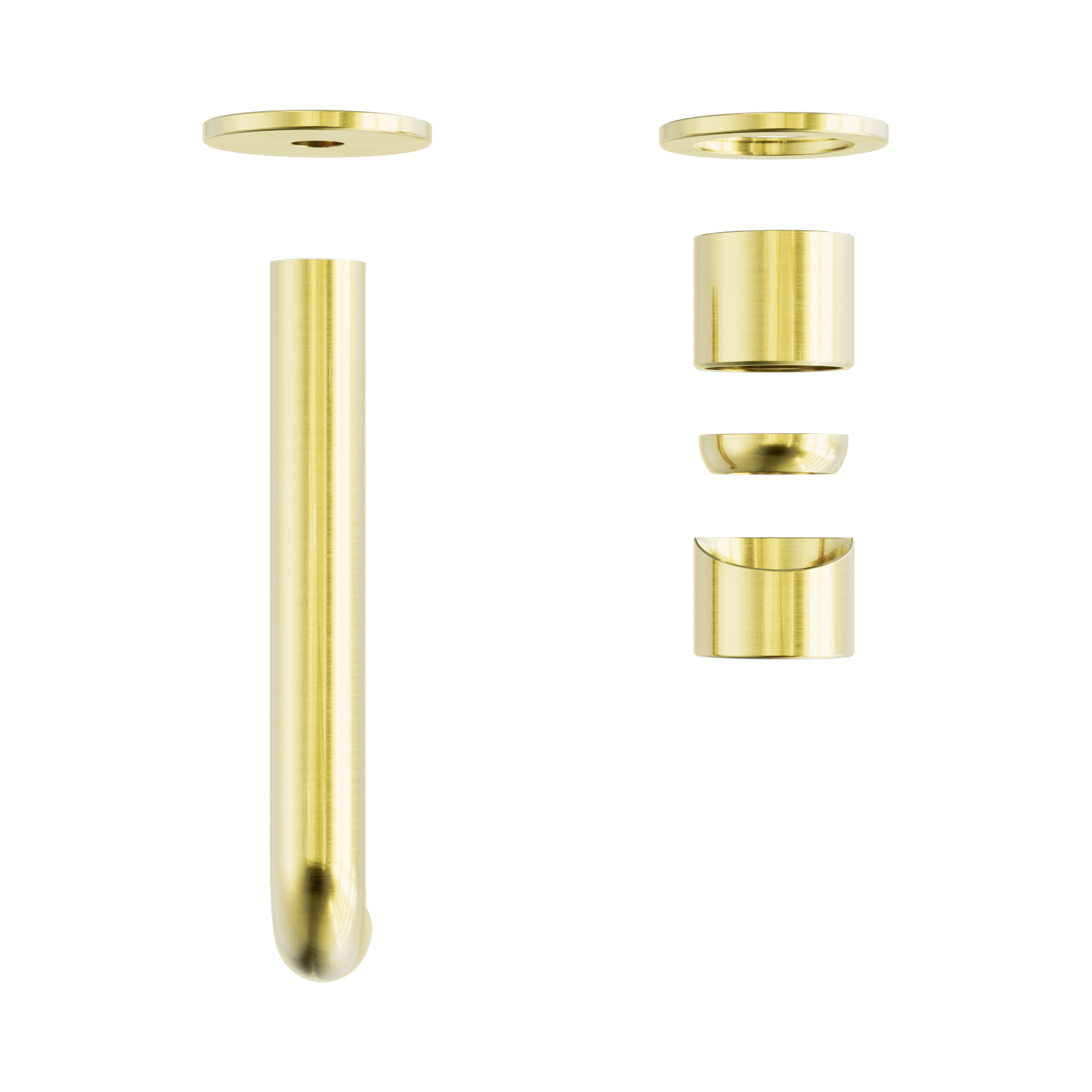 Zen SS316L Wall Basin/Bath Mixer Separate Back Plate 185mm Spout Trim Kits Only Brushed Gold