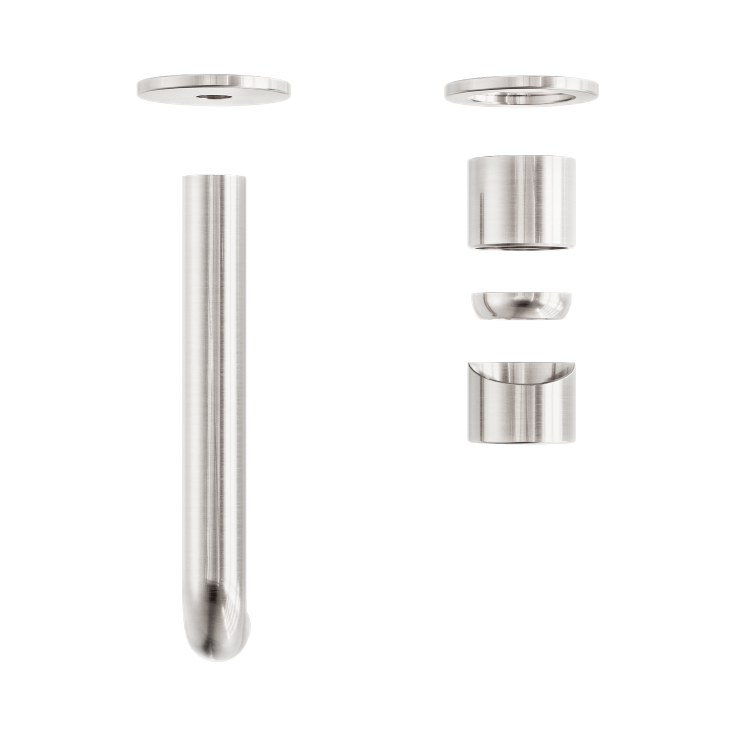 Zen SS316L Wall Basin/Bath Mixer Separate Back Plate 185mm Spout Trim Kits Only Brushed Nickel