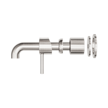 Zen SS316L Wall Basin/Bath Mixer Separate Back Plate 185mm Spout Trim Kits Only Brushed Nickel