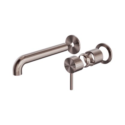 Zen SS316L Wall Basin/Bath Mixer Separate Back Plate 185mm Spout Trim Kits Only Brushed Bronze