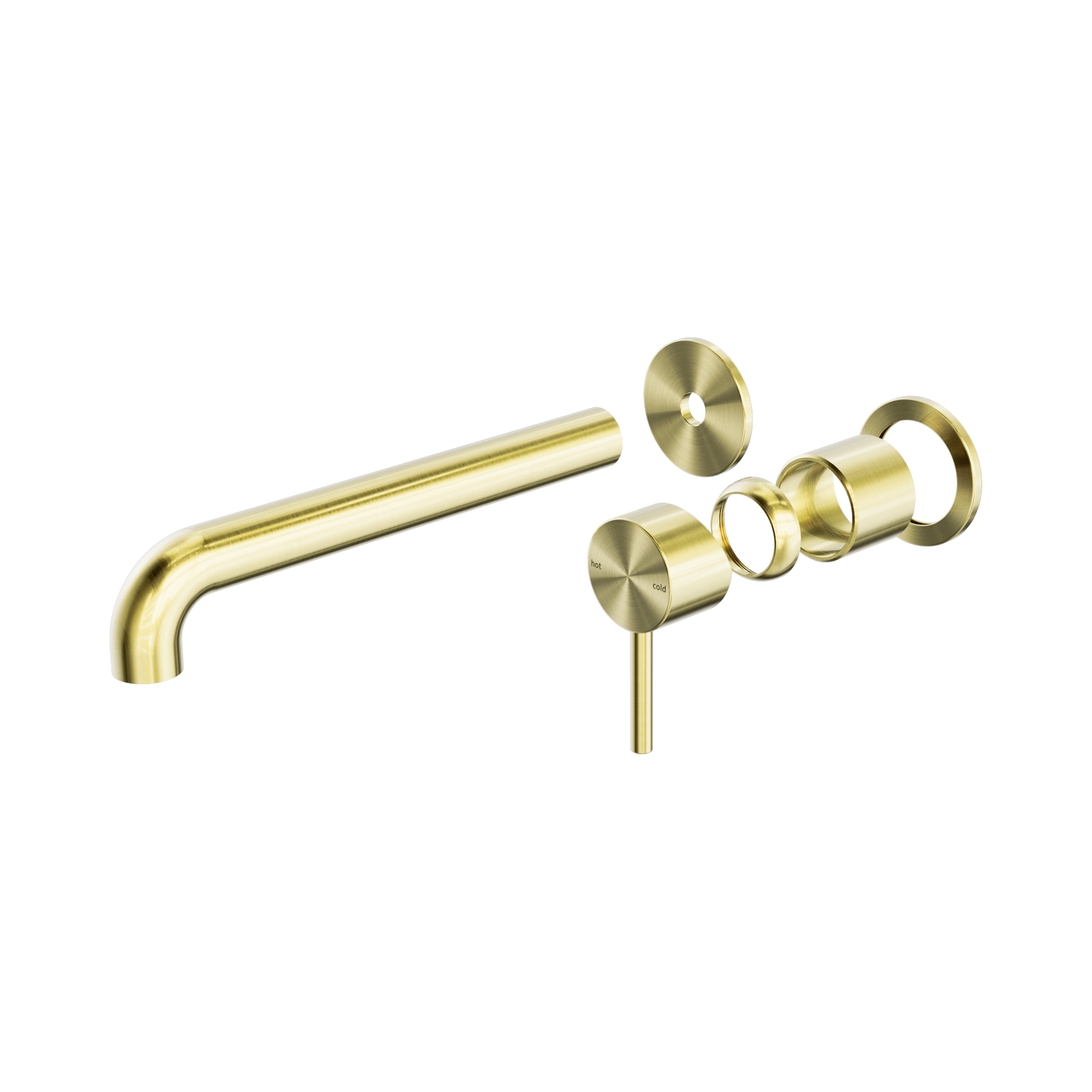 Zen SS316L Wall Basin/Bath Mixer Separate Back Plate 230mm Spout Trim Kits Only Brushed Gold