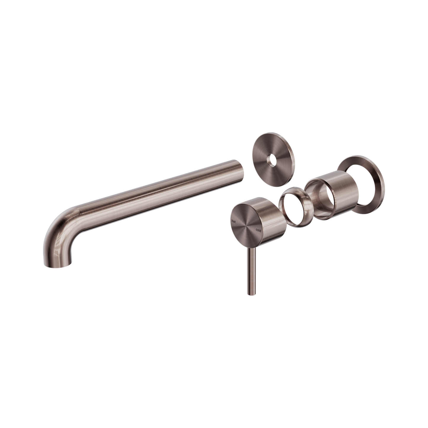 Zen SS316L Wall Basin/Bath Mixer Separate Back Plate 230mm Spout Trim Kits Only Brushed Bronze