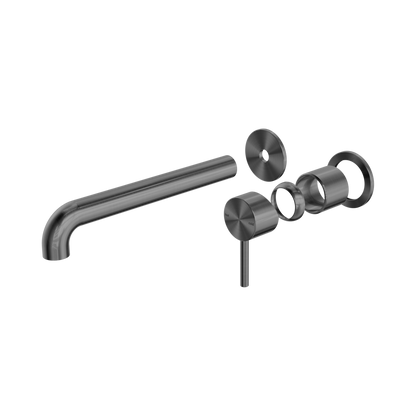 Zen SS316L Wall Basin/Bath Mixer Separate Back Plate 230mm Spout Trim Kits Only Graphite