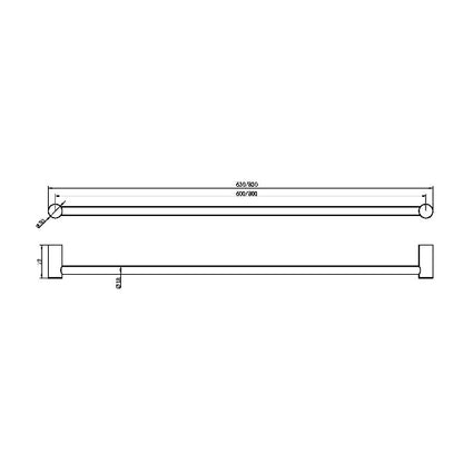 Nero Zen SS316L Single Towel Rail 800mm Graphite NR1630GR