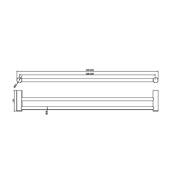 Nero Zen SS316L Double Towel Rail 800mm  NR1630dBZ