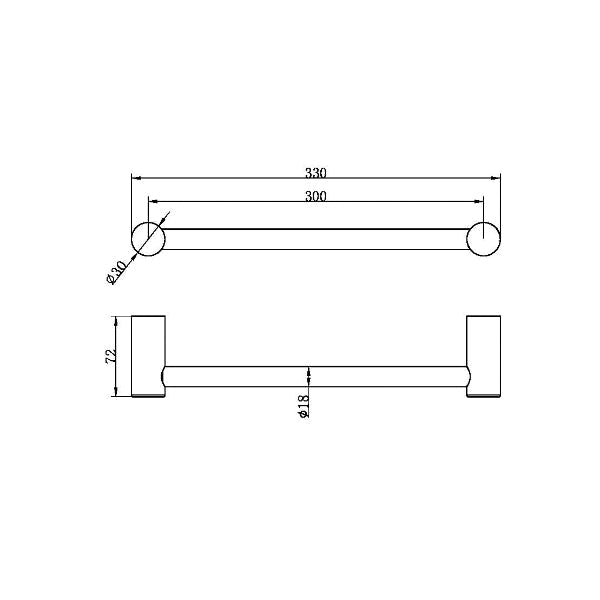 Nero Zen SS316L Hand Towel Rail  NR1680aBN
