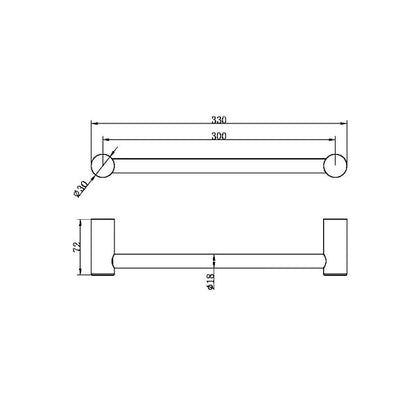 Nero Zen SS316L Hand Towel Rail Brushed  NR1680aBG