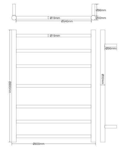 Nero Unheated Towel Ladder 600 x 800mm