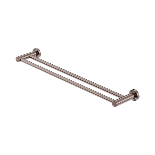 Mecca Double Towel Rail 600mm Brushed Bronze