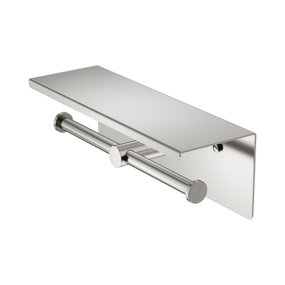 Mecca Double Toilet Roll Holder With Shelf