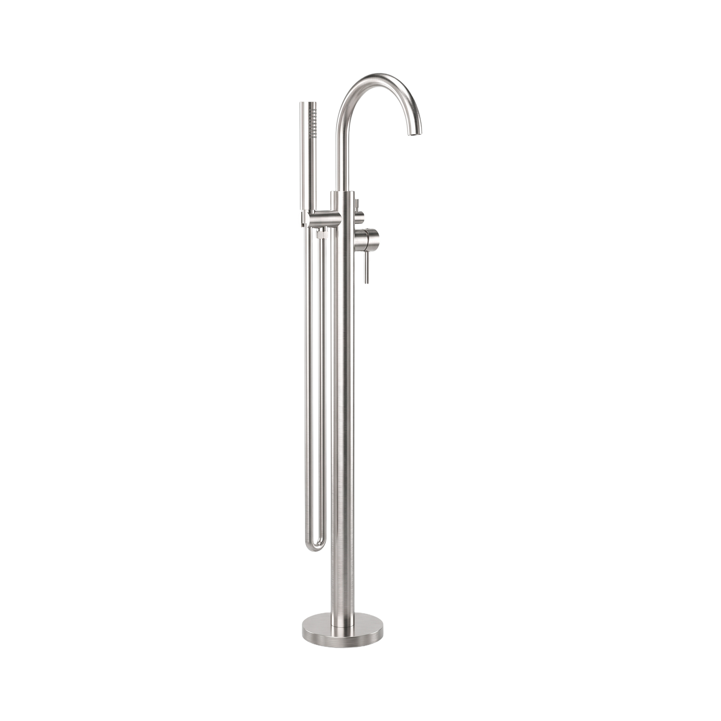 Mecca Round Freestanding Mixer With Hand Shower Brushed Nickel