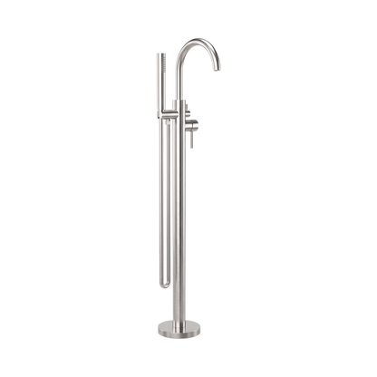 Mecca Round Freestanding Mixer With Hand Shower Brushed Nickel