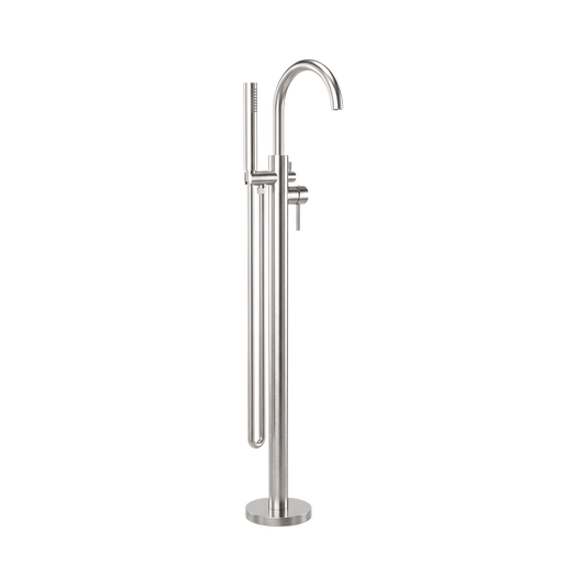 Mecca Round Freestanding Mixer With Hand Shower Brushed Nickel