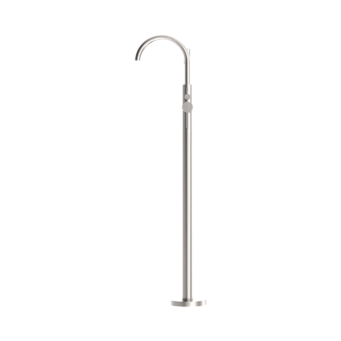 Mecca Round Freestanding Mixer With Hand Shower Brushed Nickel