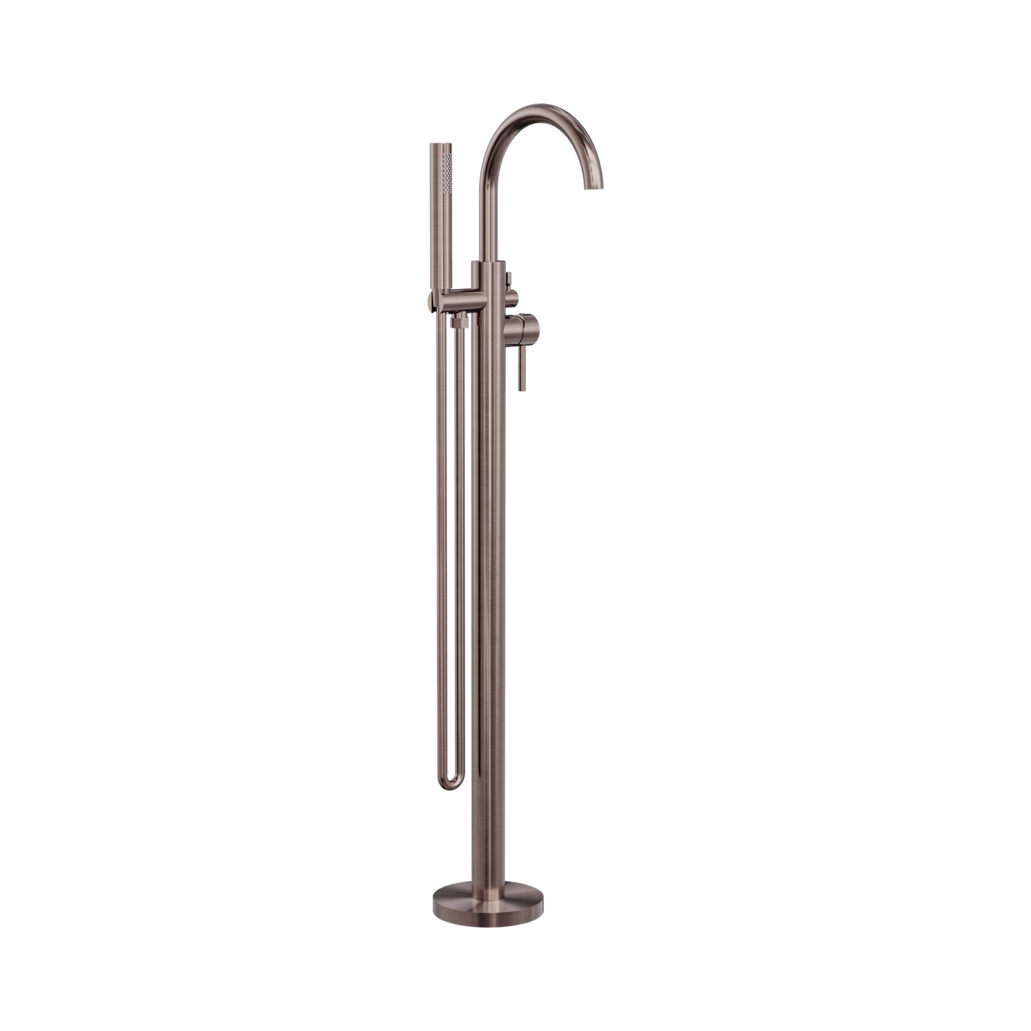 Mecca Round Freestanding Mixer With Hand Shower Brushed Bronze