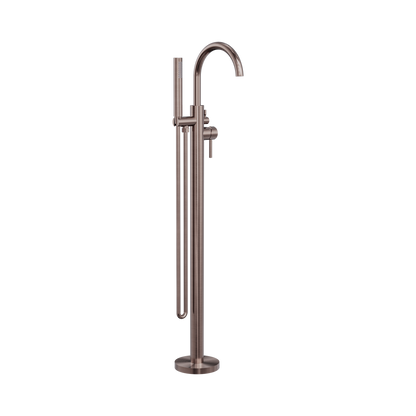 Mecca Round Freestanding Mixer With Hand Shower Brushed Bronze